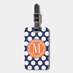 Etiqueta De Bagagem Marinho & bolinhas grandes verdes alaranjadas