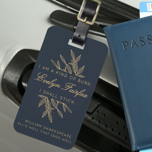 Etiqueta De Bagagem Marinho de citação de Testemunha Botânica Moderna 