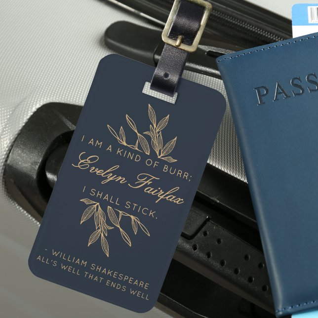 Etiqueta De Bagagem Marinho de citação de Testemunha Botânica Moderna  (Criador carregado)