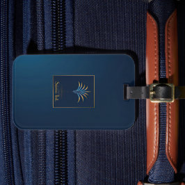 Etiqueta De Bagagem Marinho de Coleção de Palmas da Meia-Noite Azul e