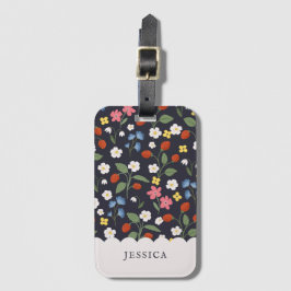 Etiqueta De Bagagem marinho de padrão de morango