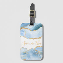 Mármore Ágata Baby Blue e Faux Gold Brilho