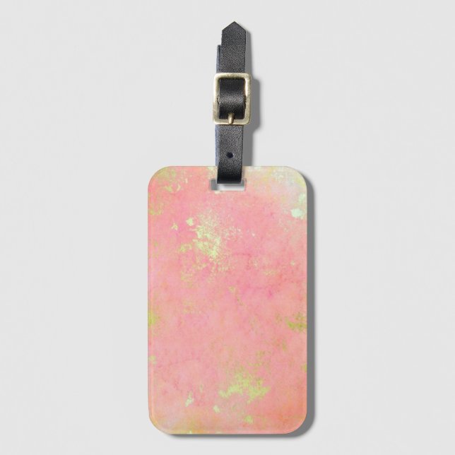 Etiqueta De Bagagem Mármore rosa e Dourado (Frente Vertical)