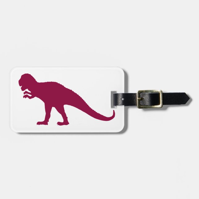 Etiqueta De Bagagem Maroon Dinosaur (Frente Horizontal)