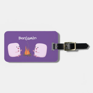 Etiqueta De Bagagem Marshmallows cor-de-rosa lindos por desenhos anima