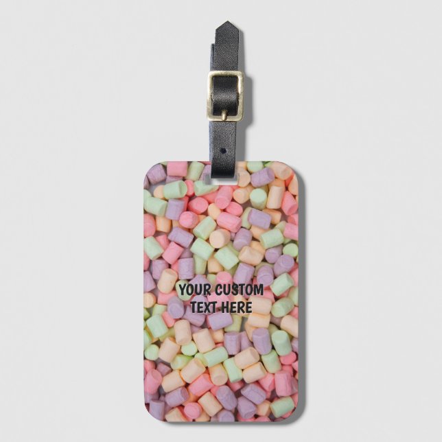 Etiqueta De Bagagem Marshmallows de Texto Personalizado (Frente Vertical)