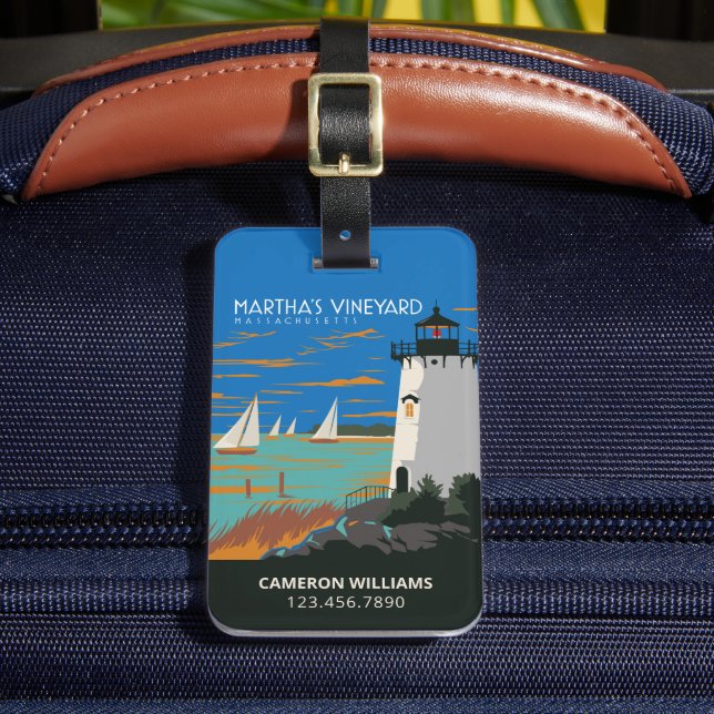 Etiqueta De Bagagem Martha's Vineyard, Massachusetts | Farol (Frente Insitu 2)