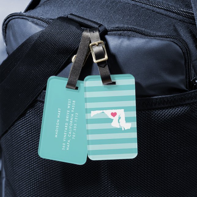 Etiqueta De Bagagem Maryland Heart | Estado de origem (Criador carregado)