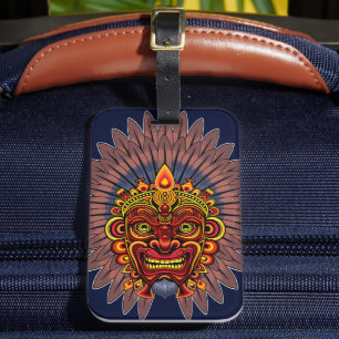 Etiqueta De Bagagem Máscara Ritual do Rei Guerreiro Tribal