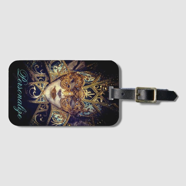 Etiqueta De Bagagem Mascarada máscara Victorian elegante preto gótico (Frente Horizontal)