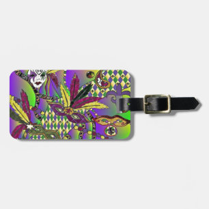 Etiqueta De Bagagem Máscaras de penas do Mardi Gras Psychedelic
