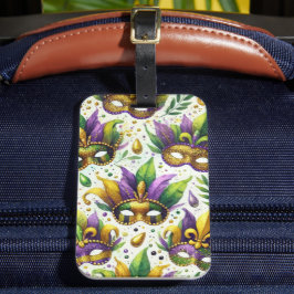 ETIQUETA DE BAGAGEM MÁSCARAS MARDI GRAS ROXO VERDE OURO