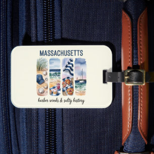 Etiqueta De Bagagem Massachusetts - Harbor Winds & Salty History