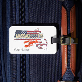Etiqueta De Bagagem Massachusetts United States Retro Map Vintage EUA