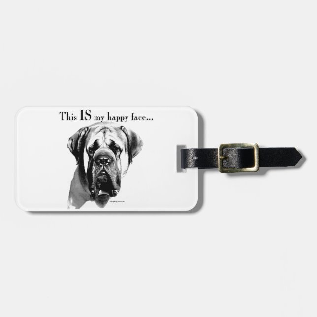 Etiqueta De Bagagem Mastiff Happy Face (Frente Horizontal)