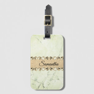 Etiqueta De Bagagem Mcil Marble Diamond Bling Verde