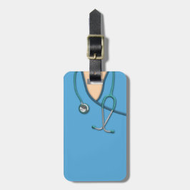 Etiqueta De Bagagem Médico azul esfrega