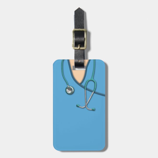 Etiqueta De Bagagem Médico azul esfrega (Frente Vertical)