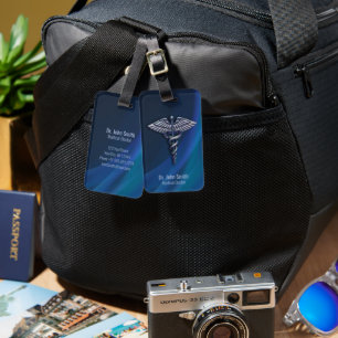 Etiqueta De Bagagem Médico holográfico de Caduco 3D escuro