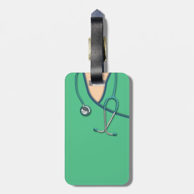 Etiqueta De Bagagem Médico verde esfrega (Traseira Vertical)