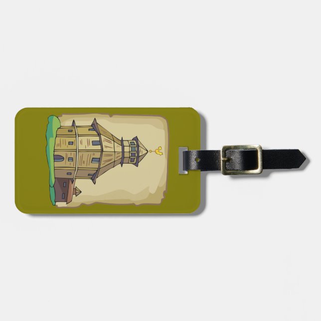 Etiqueta De Bagagem Medieval Wooden Watchtower and Fortress (Frente Horizontal)