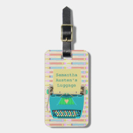 Etiqueta De Bagagem Médio de Máquina Azul Retroativa - Personalizado M