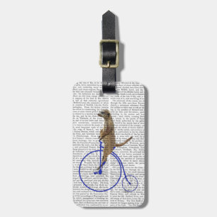 Etiqueta De Bagagem Meerkat Em Azul Penny Farthing
