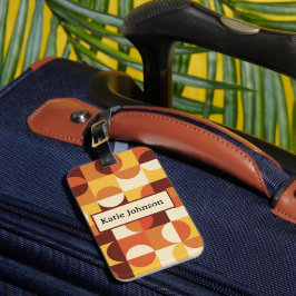 Etiqueta De Bagagem Meio século Meios círculos amarelo laranja persona