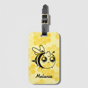 Etiqueta De Bagagem Mel Pastel Amarelo Abelha Fofa Personalizada