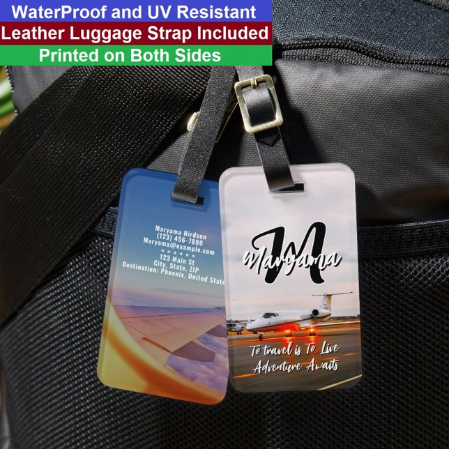 Etiqueta De Bagagem Melhor Nome Inicial | Monograma de Viagem Impermeá (Best Luggage Tag
)