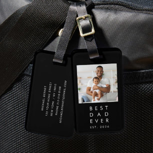 Etiqueta De Bagagem Melhor Pai de Todos Foto Personalizada Preta