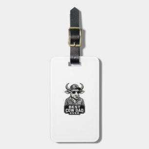 Etiqueta De Bagagem Melhor Pai Vaca de Todos os Tempos Design de Gravu