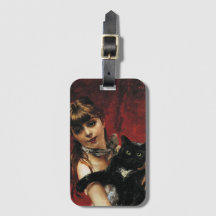 Menina com um Gato Preto nos Braços