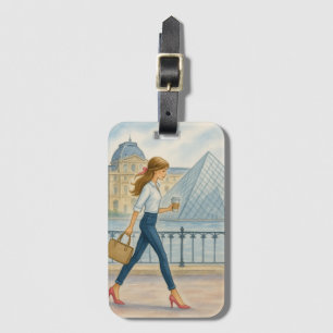 Etiqueta De Bagagem Menina de Paris Chic pela Tag Louvre