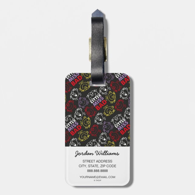 Etiqueta De Bagagem Menina Mau | Padrão Preto, Vermelho e Amarelo (Traseira Vertical)