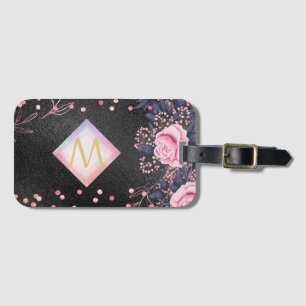 Etiqueta De Bagagem Menina negra ROSEGOLD rosa-brilho
