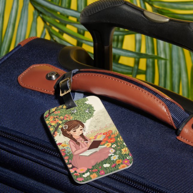 Etiqueta de Bagagem Menina no Jardim (Frente Insitu 1)