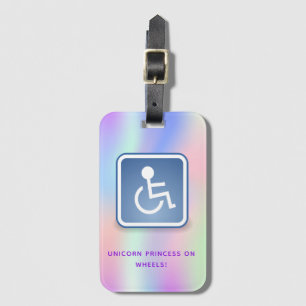Etiqueta De Bagagem Menina roxa de cadeira de rodas