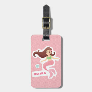 Etiqueta De Bagagem Menina Sereia Bonita Viagem Personalizada