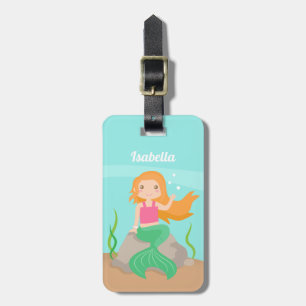 Etiqueta De Bagagem Menina Sereia Fofa Sob o Mar Personalizado