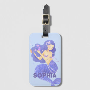 Etiqueta De Bagagem Meninas Cuja Sereia Púrpura Nome Personalizado