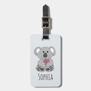 Etiqueta De Bagagem Meninas Cute Koala Bear Cartoon e Nome Infantis