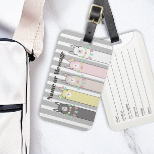 Etiqueta De Bagagem Meninas De Lhamas Coloridas E Bonitas Retro