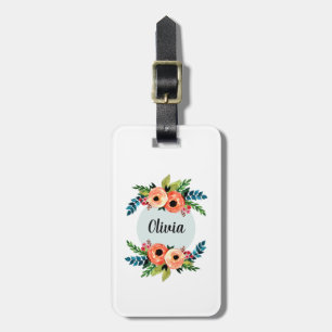 Etiqueta De Bagagem Meninas Flores Florais De Cores De Água E Crianças