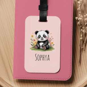 Etiqueta De Bagagem Meninas Panda Rosa Fofo Crianças