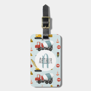 Etiqueta De Bagagem Meninos Cute Blue Construction Transport Kids