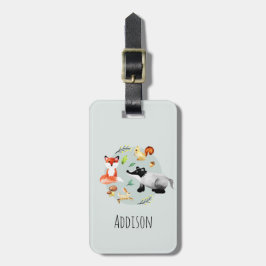 Etiqueta De Bagagem Meninos Da Floresta De Cores Aquáticas Cóteas Nome