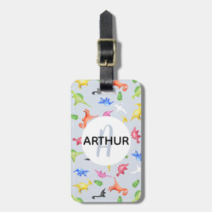 Etiqueta De Bagagem Meninos Meninos Com Padrões De Dinossauro Bonitos