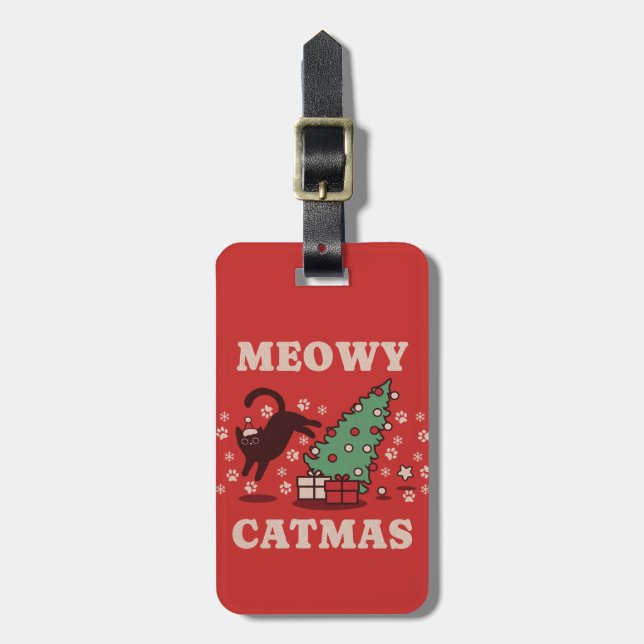 Etiqueta De Bagagem Meowy Catmas (Frente Vertical)