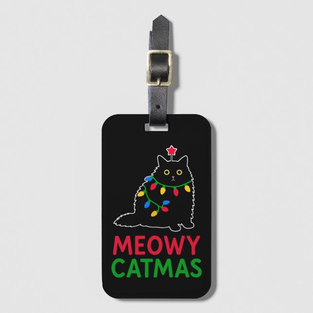 Etiqueta De Bagagem Meowy Catmas (Frente Vertical)